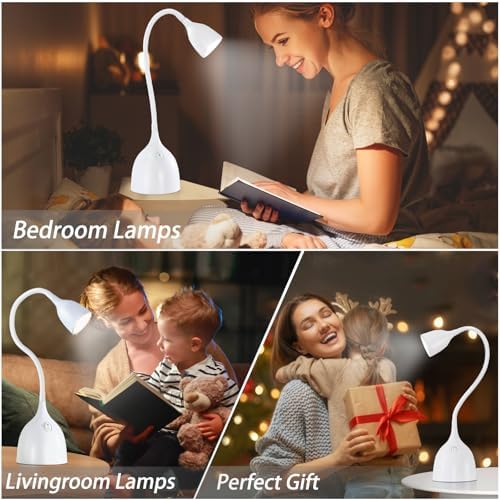 EJIAXIN Desk Lamp for College Dorm Room - LED Reading Light, White