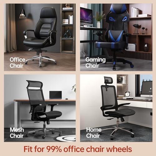 Office Chair Wheels, 3 Inch Double Rollerblade Office Chair Wheel Replacement-Smooth & Quiet Rolling Chair Wheels for Hardwood Floors & Carpet for Heavy Duty Gaming Chair Set of 5 Black