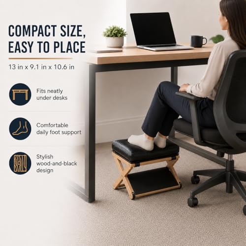 Wooden Foot Rest Under Desk for Office, Ergonomic Under Desk Footrest with Double Step & Non-Slip Surface, Foot Stool for Home, Study & Gaming – Enhances Posture, Ideal for Work