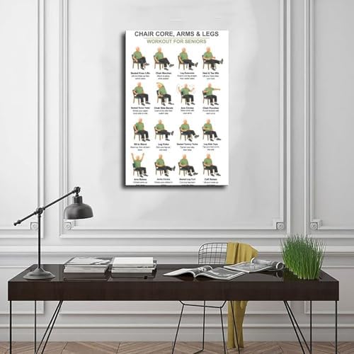 Chair Exercises for Seniors Seated Core Arms Legs Workout Low Impact Elderly Canvas Poster Bedroom Decor Room Decor Unframe 24x36inch