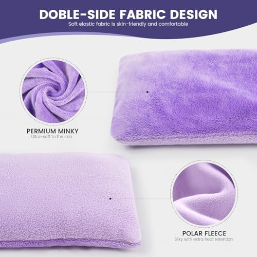 Microwave Heating Pad 6.5 * 12" Microwave Bean Bag Heating Pad for Neck and Shoulders, Moist Heat Pack Pillow Warm Compress for Knee, Muscles, Joints, Abdomen - Purple