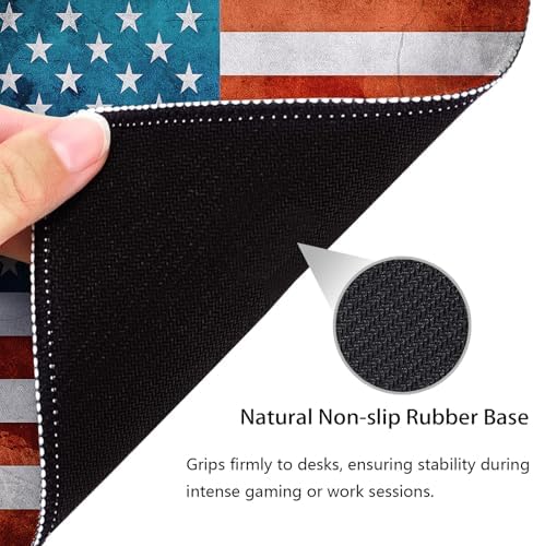 Vintage US Pride Flag Mouse Pad, Rustic Retro Patriotic American Desk Mat