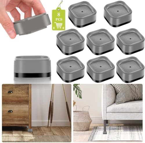 8 Pack Furniture Risers 1 Inch, Adjustable Bed Risers Heavy Duty for Table Desk Couch Chair Sofa Cabinet Bed Legs Dorm, Square Stackable Bed Raisers Blocks Lift Height 1", 2" or 3", Black