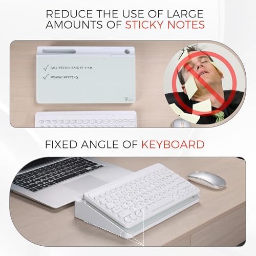TOWON Compact Glass Desktop Whiteboard with Storage 12x7 in, White