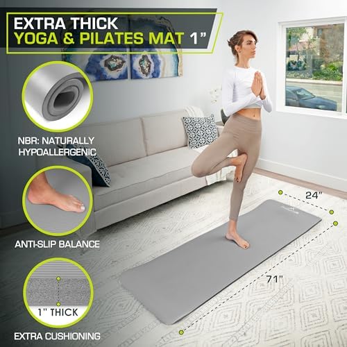 ProsourceFit Extra Thick Yoga and Pilates Mat, 71-inch Long High Density Exercise Mat with Comfort Foam and Carrying Strap