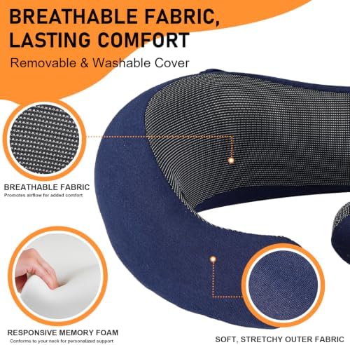Travel Pillow - Hooded Neck Pillow Airplane Memory Foam Filling