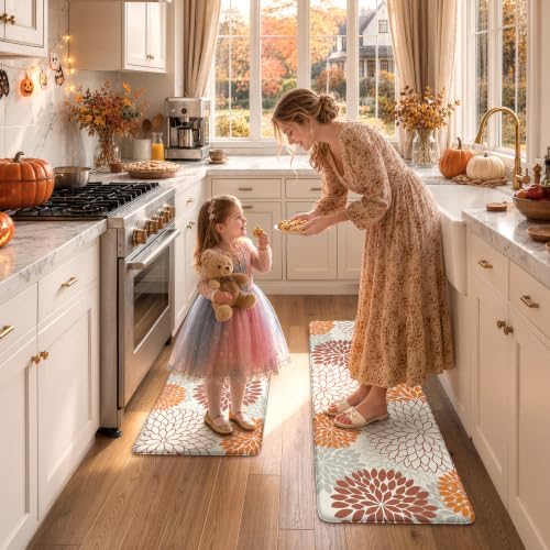 KIMODE Kitchen Mats for Floor Cushioned Anti Fatigue 2PCS Fall Kitchen Rugs