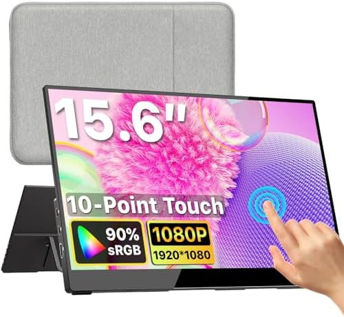 kksmart Portable Monitor for Laptop MacBook Surface PC Xbox PS5, Travel Monitor Second Screen for Laptop, HDMI USB-C VESA Compatible Built-in Speaker, 15.6inches