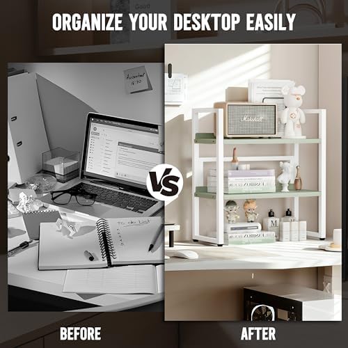 Brakki Desk Shelf Organizer, 2-Tier Desktop Bookshelf, Small Office Shelf