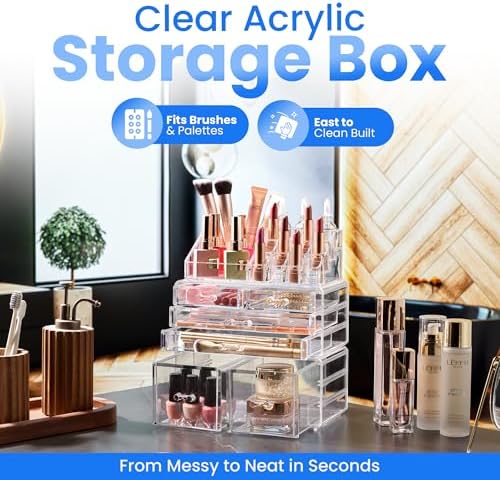 Masirs Clear Cosmetic Storage Organizer, Classy Design, Versatile, Simplifies Your Life