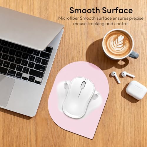 Contoured Oval Mouse Pad 6x8in Non-Slip for Laptop,Pink