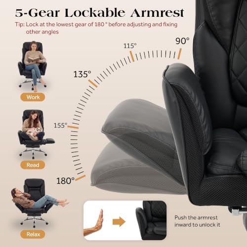 Big and Tall Executive Criss Cross Office Chair with Footrest Flip Armrest