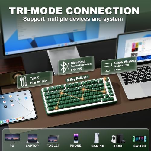 YUNZII B75 PRO 75% Wireless Mechanical Keyboard (Olive Green,CocoaV2)