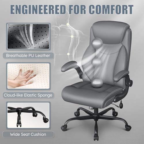 Ergonomic Office Chair,Inflatable Lumbar Support High Back Chair,Gray