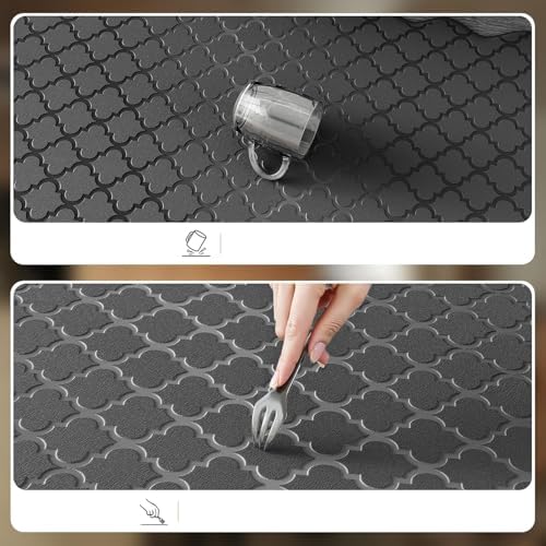ZYFAB Anti Fatigue Kitchen Mats for Floor PVC Cushioned Standing Desk Mat Non-Slip Kitchen Rug Waterproof Floor Mat for Office Kitchen Sink,Brown,51 * 99cm