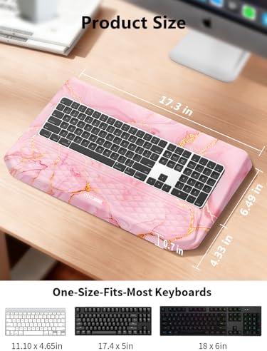 2-in-1 Ergonomic Keyboard Stand with Wrist Rest, Pink Marble