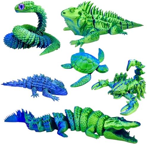 6pcs 3D Printed Toy Snake Flexible，Articulated Fidget Toys,Large，3D Printed Animals,Desk Executive Toy，Easter Eggs Basket Stuffers,Toys for Boys Kids Teen Girl 5-7 4-6 8-12