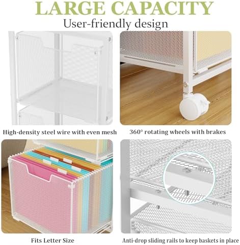 Rolling File Cart with 2 Storage Drawers,Under Desk Storage Cart