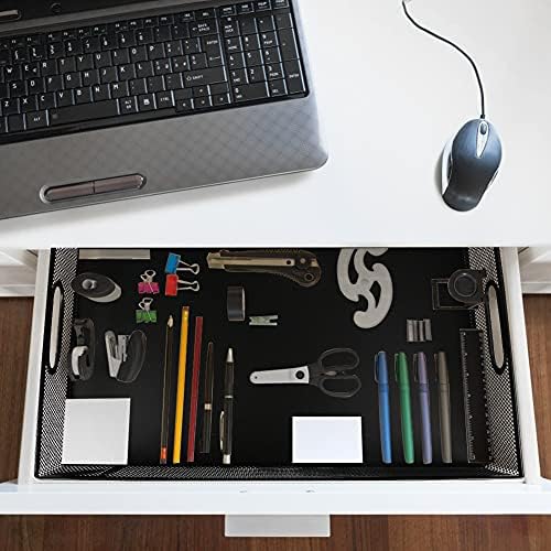 2 Pcs Desk Drawer Organizer, A4 Large Metal Mesh Desk Organizer Tray, Versatile Storage Box Set for Office Home Supplies,13 x 9 inches