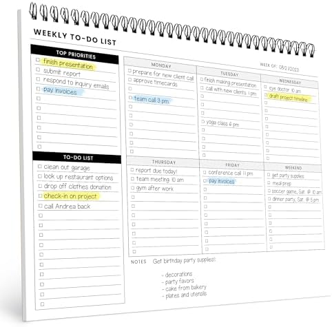 Of a Happy Kind Weekly To Do List Spiral Planner Pad, Undated Work Notepad