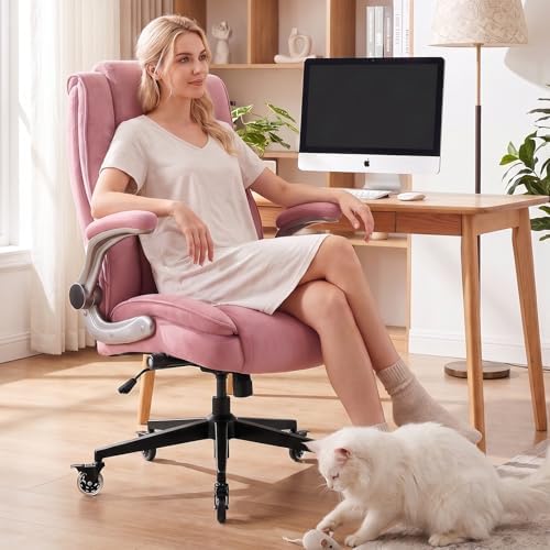 Fabric High Back Office Chair, Thick Padded Ergonomic Computer Desk Chair