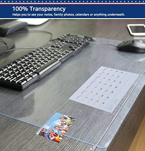 24 X 36 Inch Clear Large Desk Pad Blotter Home Office Table Protector on Top of Desks for Laptop Computer Keyboard PVC Vinyl Desk Pad Organizer with Mouse Pad Waterproof Wipeable Plastic Transparent