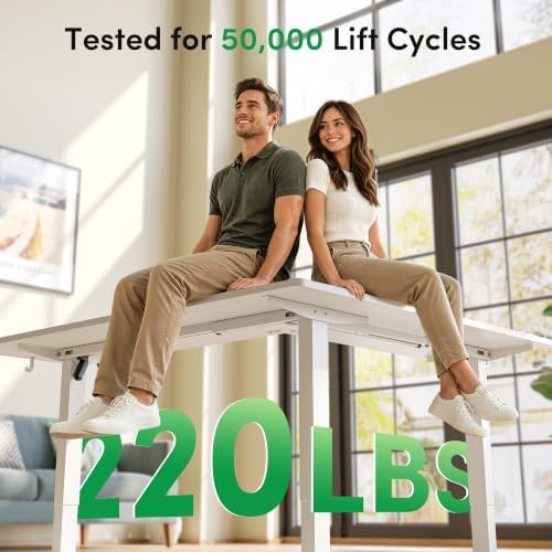 FEZIBO 75" x 63" L-Shaped Standing Desk - Adjustable Corner Desk L Shape, L-Shaped Adjustable Desk with Splice Board, L Shape Standing Desk, White