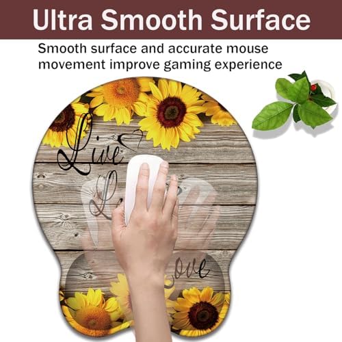Keyboard Wrist Rest and Mouse Pad Wrist Support with Lace-Shaped Coaster Set, Ergonomic Gel Memory Foam and Anti-Slip Base, Easy Typing and Pain Relief - Sunflower Bible
