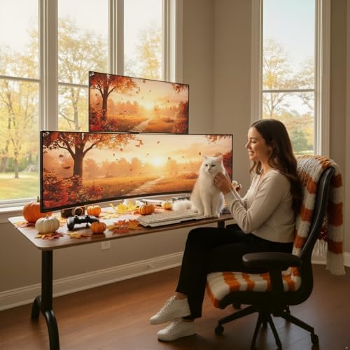ARES WING White Ultrawide Dual Monitor Mount with USB A/C for 17 to 49 Inch