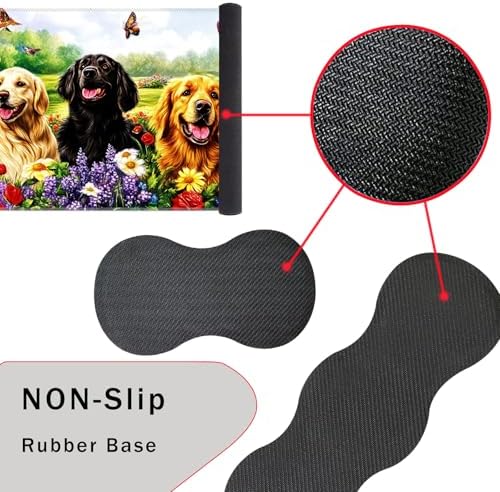 Keyboard Wrist Rest and Mouse Pad with Wrist Support Set Ergonomic Coaster,Memory Foam,Easy Typing Pain Relief,Large XL Desk Mat 31.5"x 11.8",Dog with Butterflies and Flowers