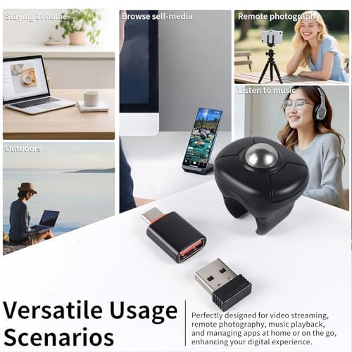 elec Space Wireless Ring Mouse - Creative Air Finger Trackball for Tablets & Phones, Bluetooth & 2.4G Connectivity, Ideal for Video Streaming, Remote Photography, and Music Control