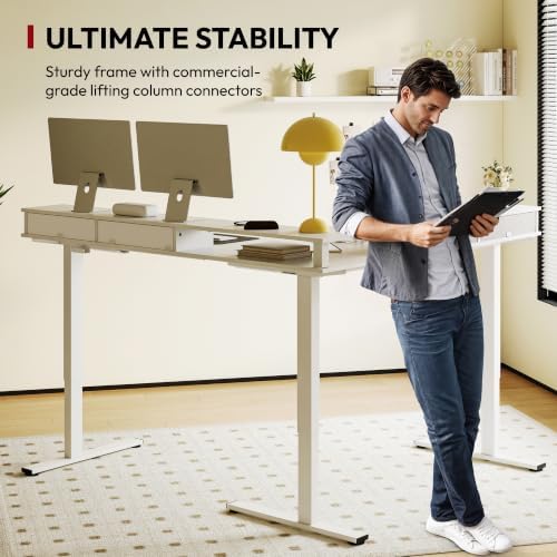 SANODESK 71x63 Electric L-Shaped Corner Standing Desk with 4 Drawers