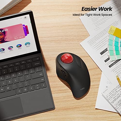 Nulea M505A Wireless Trackball Mouse Ergonomic 44mm Index Finger Control