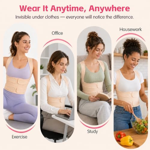 Posture Corrector for Women & Men, Adjustable Full Back Brace Support