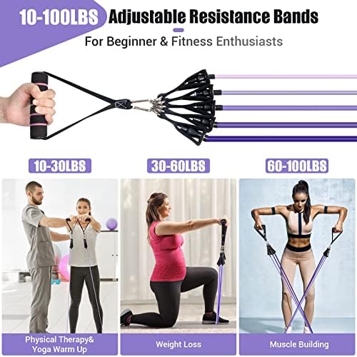Resistance Bands with Handles for Women, 5 Level Exercise Bands