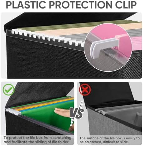 BALEINE File Organizer Box with Lid, Collapsible Hanging File Storage Box