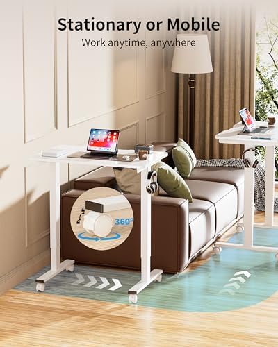 BIZUM 31.5" Small Electric Standing Desk Height Adjustable, Whole Piece Stand Up Computer Desk Work Study Writing Gaming Desks for Home Office White