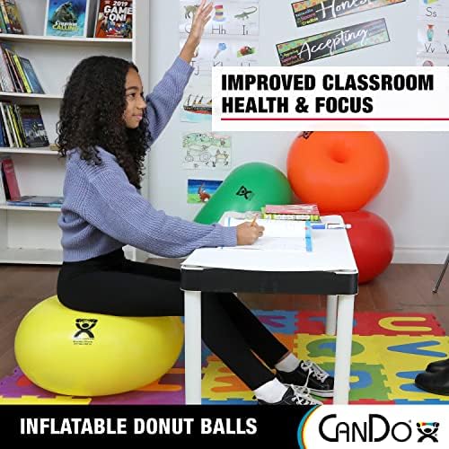 CanDo 30-1954 Donut Swiss Stability Ball for Yoga, Pilates and Balance Training, 30" Diameter, Red