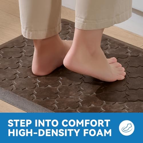 Kitchen Mats for Floor, Wide Long Anti Fatigue Cushioned Mat, Brown