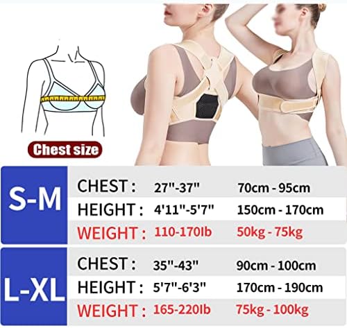Posture Corrector Adjustable Back Support Belt Spine Back Shoulder Brace Support Belts Adult Invisible Hunchback Belts(Beige,S/M) (D,S/M)