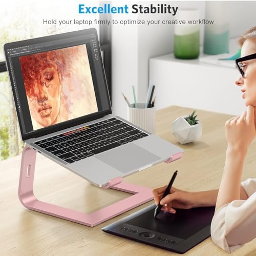 OMOTON Laptop Stand, Detachable Mount for MacBook Air/Pro Dell HP Rose Gold