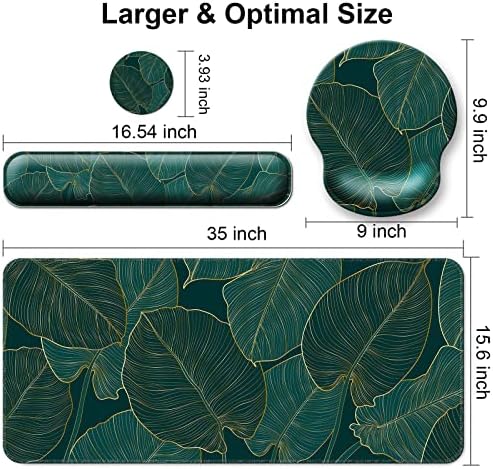 4 in 1 Mouse Pad Set with Wrist Rest for Keyboard,Desk Mat,Coaster-Leaves