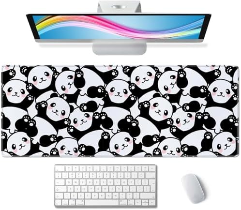Cute Baby Panda Large Gaming Mouse Pad,Mouse Pad Gaming 31.5 x 11.8 in Mouse Mat Desk Pad,Large Desk Mat,Extended Keyboard Mousepad with Non-Slip Base and Stitched Edge for Desk Home Office