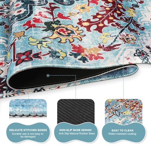 iLeadon Boho Desk Mat Set,Large Mouse Pad and Keyboard Wrist Rest,Blue