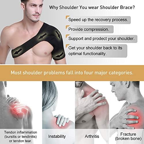 HUEGLO Shoulder Brace Men&Women Rotator Cuff Support for Pain Relief,Left