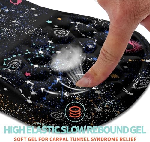 Ergonomic Mouse Pad Wrist Support with Memory Foam Massage Bulge, Carpal Tunnel Pain Relief Mousepad Wrist Rest for Mouse(12x8 inch, Galaxy)