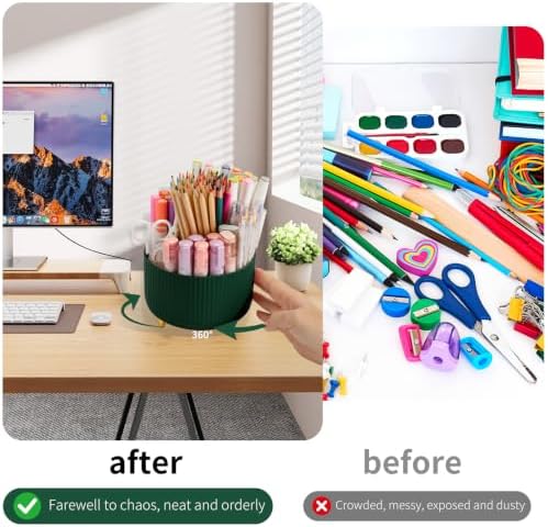 Camelmother 360°Rotating Pen&Pencil Holder For Desk With 5Slots Cute Office