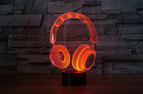 Earphone 3D Illusion Night Light Touch Table Desk Lamp