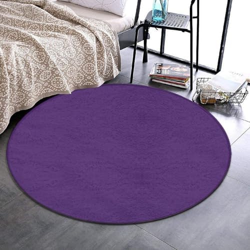 Machine Washable Modern Round Area Rug, Room Sofa Yoga Soft Round Carpet, Home Decor Non Slip Kitchen Office Circle Rug Purple, 36inch