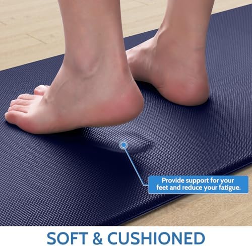StepLively Kitchen Mat for Floor 2 PCS, Anti Fatigue Rugs, Blue